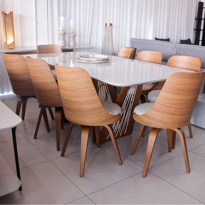Conjunto de Mesa de Jantar com 8 Cadeiras Elegantes